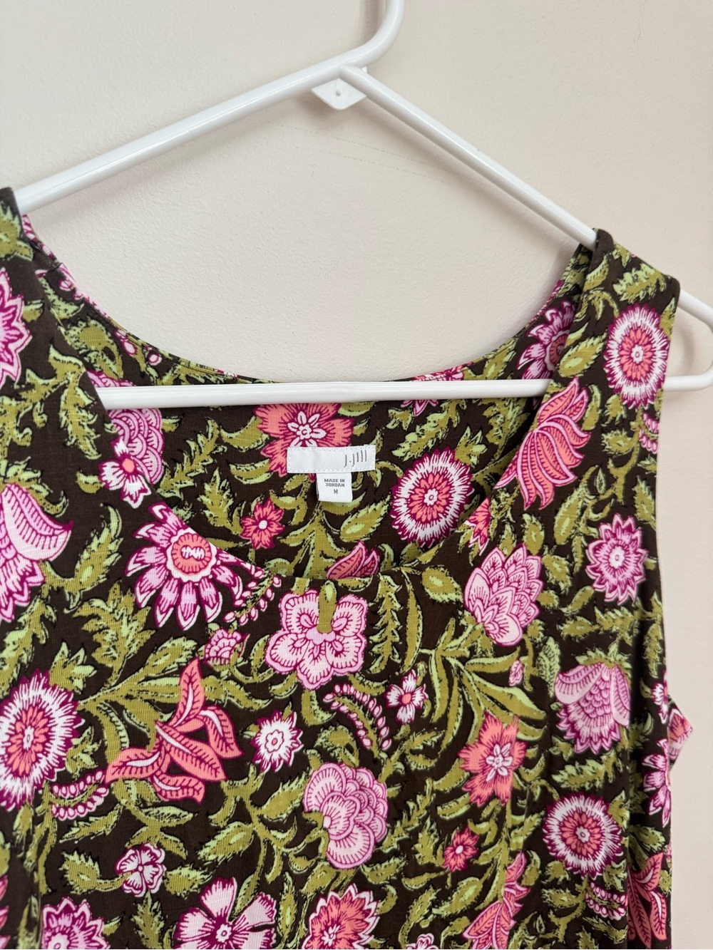 J.Jill Floral Maxi Dress Women’s Size Medium Sleeveless Pink Green Boho - Picture 4 of 7